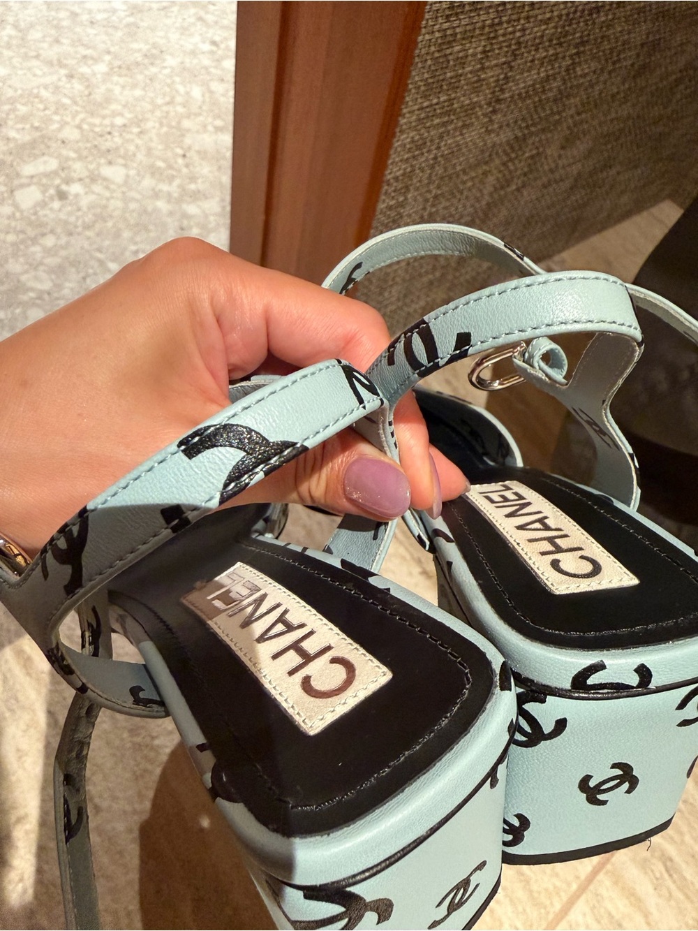 Chanel Rare light blue coco beach sandals sz8 - Picture 10 of 14